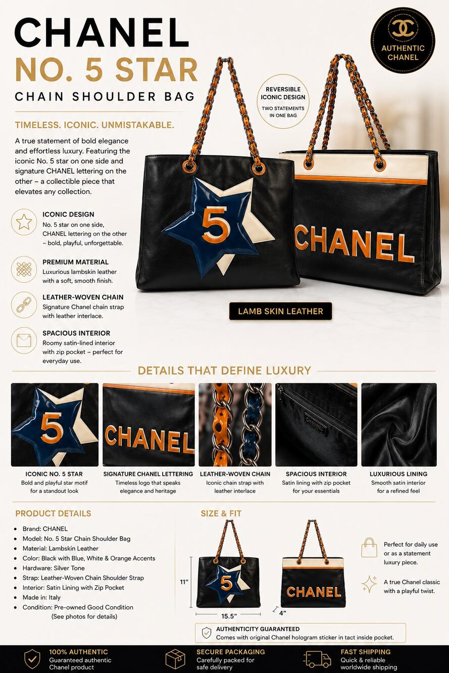 CHANEL No. 5 Star Lambskin and Patent Tote*Series 7*Vintage 2002-2003